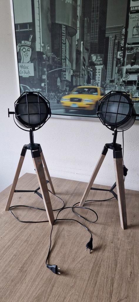 2 tafel lampen dimbaar, Huis en Inrichting, Lampen | Vloerlampen, Gebruikt, Minder dan 100 cm, Hout, Metaal, Ophalen