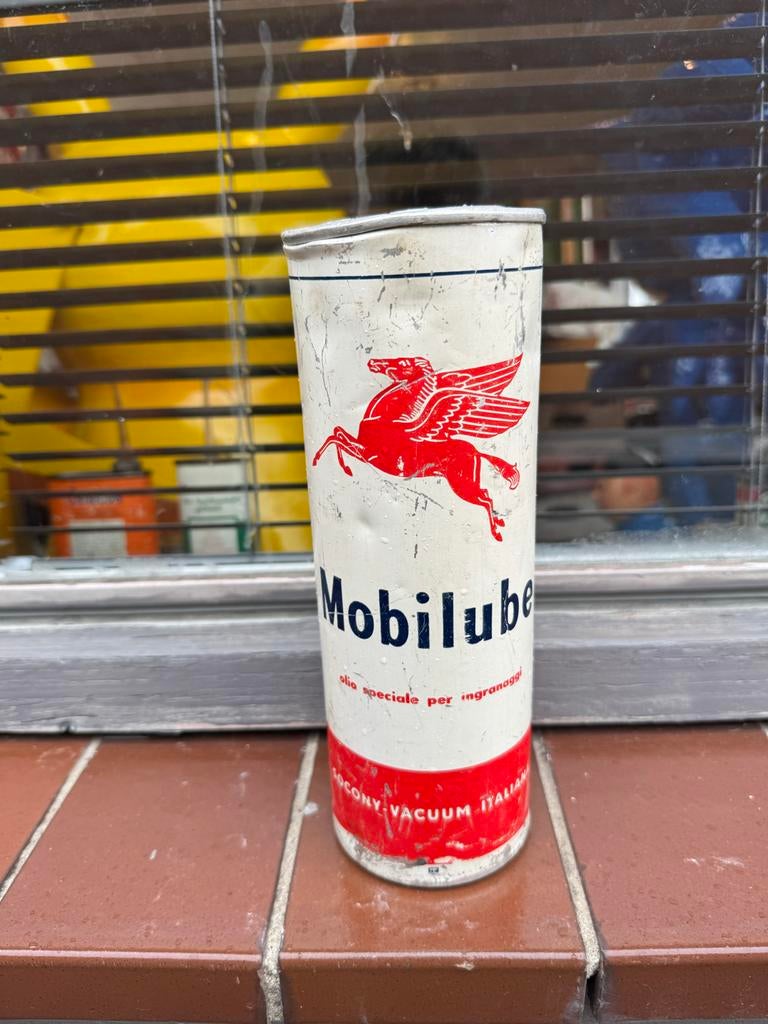 Vintage Mobilube Olieblik - Zeldzaam!, Ophalen of Verzenden