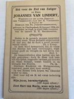 Johannes van Lindert. Vierlingsbeek 1824, Verzamelen, Bidprentjes en Rouwkaarten, Ophalen of Verzenden