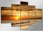 Schilderij - Beautiful Sunset, Oranje, 200X100cm, 5luik, Huis en Inrichting, Woonaccessoires | Schilderijen, Tekeningen en Foto's