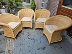 4 rieten tuinstoelen, Tuin en Terras, Tuinstoelen, Ophalen, Zo goed als nieuw, Kunststof