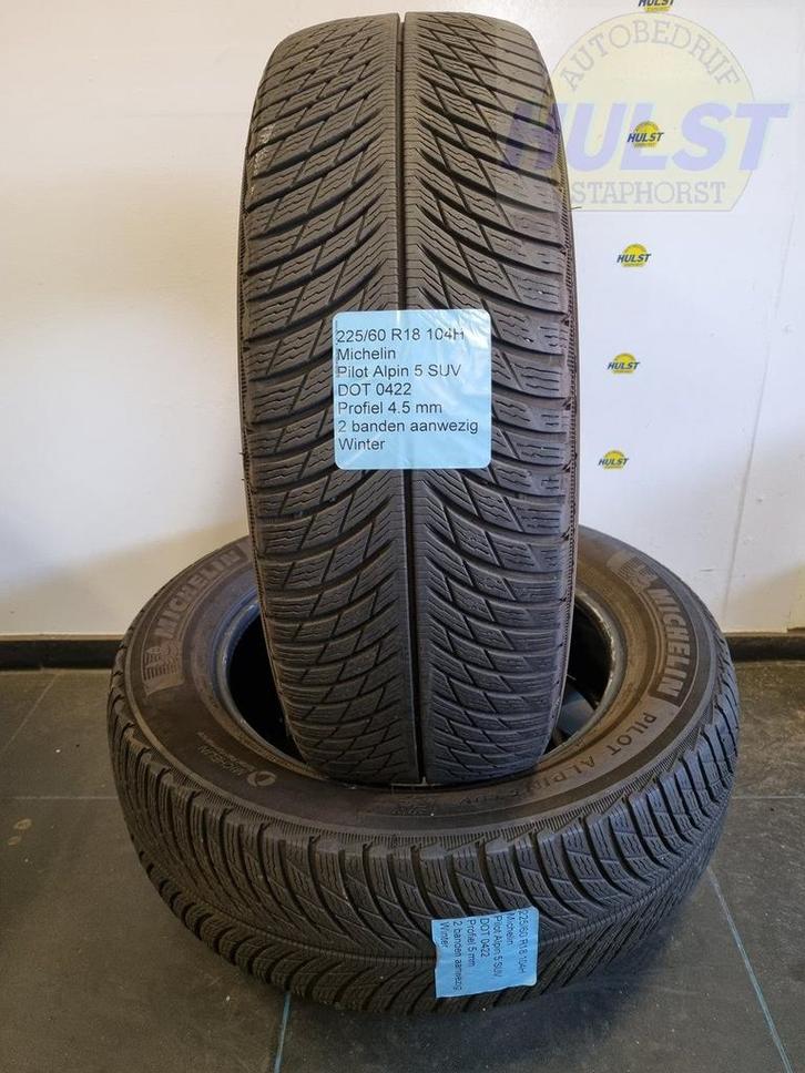 2 gebruikte Michelin winterbanden 225/60 R18  104H, Auto-onderdelen, Banden en Velgen, Band(en), Winterbanden, 18 inch, 225 mm