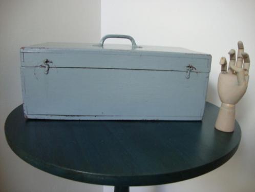 Brocante Oud kistje / Opberg kistje. 37x20x14cm, Antiek en Kunst, Curiosa en Brocante, Ophalen of Verzenden