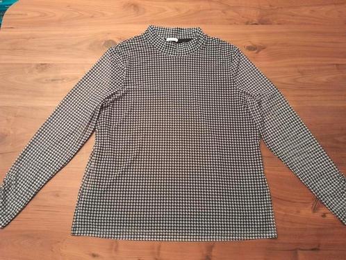 Gerry Weber top mt 44 zwart/wit ruitje met colletje in mesh, Kleding | Dames, Tops, Zo goed als nieuw, Maat 42/44 (L), Zwart, Lange mouw