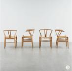 Set van 4 Hans J. Wegner CH24 wishbone stoelen Carl Hansen e, Huis en Inrichting, Ophalen, Riet of Rotan, Gebruikt, Bruin
