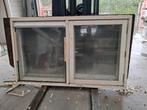 raam met kozijn drie stuks twee met glaslatten, Gebruikt, Raamkozijn, Inclusief glas, 75 tot 150 cm