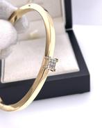 18 Karaat Massief Gouden Bangle Prinses Geslepen Diamant, Ophalen, -, Zo goed als nieuw, Met edelsteen