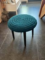 Krukje bijzet tafel voetenbankje Petrol blauw of linnen look, Ophalen of Verzenden, Gebruikt, Overige materialen