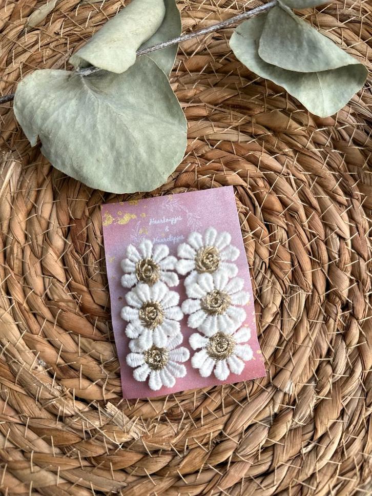 Haarknipjes & haarclipjes set schuifspeldjes 3 madeliefjes, Kinderen en Baby's, Kindermode-accessoires, Nieuw, Ophalen of Verzenden