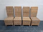 4 rotan / rattan / rieten eetkamerstoelen, Huis en Inrichting, Stoelen, Ophalen, Riet of Rotan, Bruin, Zo goed als nieuw