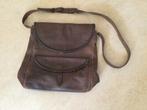 Vintage juchtleren ruime bruine schoudertas., Overige merken, Gebruikt, Bruin, Ophalen of Verzenden