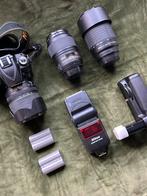 Nikon D90 DSLR-set met lenzen, battery grip en flitser, Audio, Tv en Foto, Fotocamera's Digitaal, Ophalen, Gebruikt, Nikon, Geen optische zoom