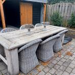 Landelijke tuinset, Tuin en Terras, Ophalen, Gebruikt, 6 zitplaatsen, Steigerhout