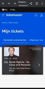 Derek ogilvie breda, Tickets en Kaartjes, Twee personen, April
