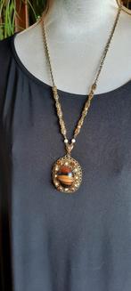 Antieke  ketting, filigrain met porfierglas,West Germany., Ophalen of Verzenden, Overige materialen, Ketting