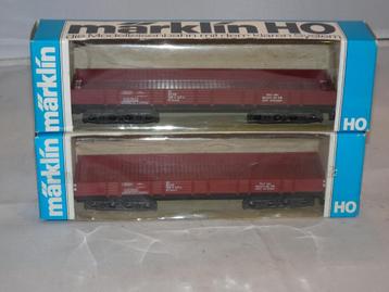 2 x Marklin 4 assige lageboordwagon 4473 nieuw in OVP (#913) beschikbaar voor biedingen