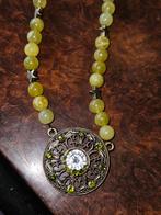 Jade ketting met zirconia hanger, Met edelsteen, Nieuw, Ophalen of Verzenden, Steen of Mineraal