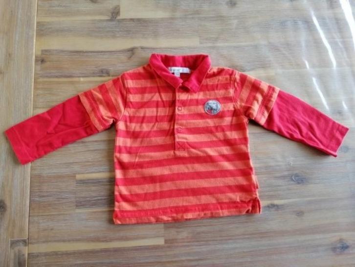 MOOI oranje rood gestreept poloshirt merk PREMAMAN, Kinderen en Baby's, Babykleding | Maat 80, Zo goed als nieuw, Meisje, Shirtje of Longsleeve