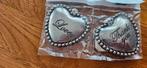 2 metalen hartjes "Love" en "Thank You", Ophalen of Verzenden
