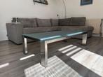 Leolux design salontafel glas en metaal, Huis en Inrichting, Tafels | Salontafels, Ophalen, 100 tot 150 cm, 50 tot 100 cm, Zo goed als nieuw