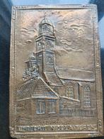 Vintage Utrecht  Nicolaï toren koper kleurig wandbord metaal, Ophalen of Verzenden