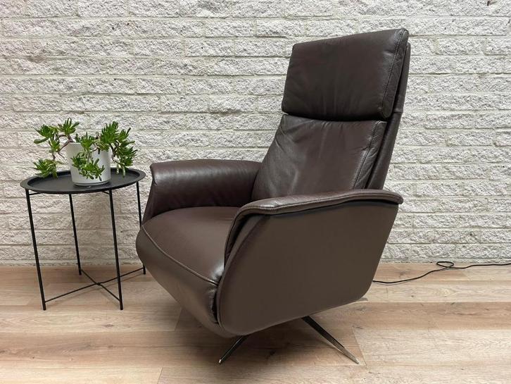 Hjort Knudsen Verstelbare relax fauteuil relaxstoel leer, Huis en Inrichting, Fauteuils, Zo goed als nieuw, Leer, 50 tot 75 cm