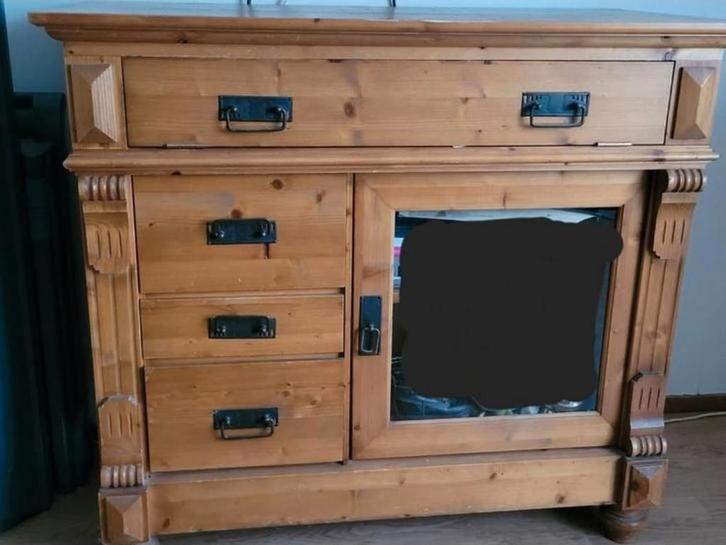 Grenen kast met lades en deur, Huis en Inrichting, Kasten | Dressoirs, Gebruikt, 50 tot 100 cm, 25 tot 50 cm, Met lade(s), Met deur(en)