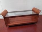 Vintage, G.Plan, ontwerp Tulip, teakhout / glas salontafel, Gebruikt, 100 tot 150 cm, 50 tot 75 cm, Glas