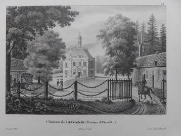 2 / Chateau de Drakestein  bij Lage Vuursche litho uit 1822 beschikbaar voor biedingen