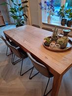 Teakhouten Eetkamertafel met 6 Stoelen - 200x90, Ophalen, Gebruikt, Teakhout, 200 cm of meer
