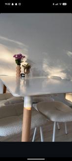 Witte Eettafel met Houten Poten - Gebruikt, Ophalen, Gebruikt, 100 tot 150 cm, 50 tot 100 cm