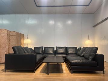 Minotti Andersen 4-Delige Zwarte Leren Hoekbank NP: 35.000 beschikbaar voor biedingen