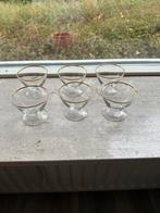 6 Advocaatglaasjes met gouden rand vintage, Ophalen, Glas of Glazen, Gebruikt, Glas