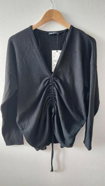 Zara oversized ruched front thin sweater L NEW