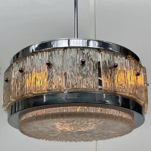 Vintage Doria Leuchten hanglamp, Huis en Inrichting, Lampen | Hanglampen, Zo goed als nieuw, Minder dan 50 cm, Glas, Ophalen of Verzenden