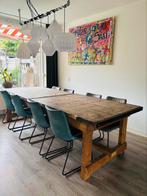 Eettafel  met  wagonplanken 290*108  8 personen, Ophalen, Gebruikt, 100 tot 150 cm, Industrieel landelijk