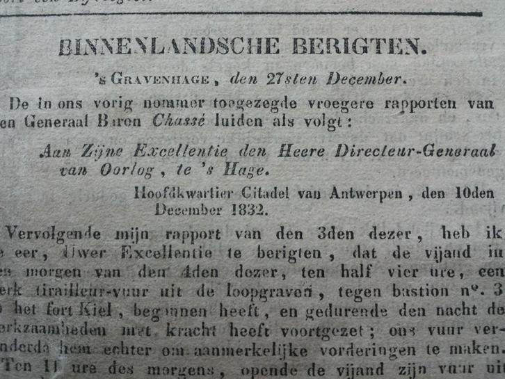 Staatscourant uit 1832 een blad (onvolledig), Antiek en Kunst, Antiek | Boeken en Bijbels, Ophalen of Verzenden