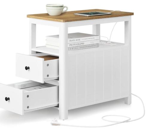 VASAGLE Bijzettafel of Nachtkastje met stekkerdoos,  NIEUW, Huis en Inrichting, Slaapkamer | Nachtkastjes, Nieuw, Minder dan 45 cm