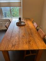Teak houten tafel + (5 stoelen gratis), Ophalen, Gebruikt, 100 tot 150 cm, Teakhout