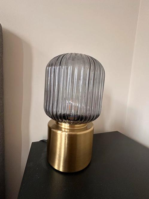 IKEA SOLKLINT Tafellamp Messing/Grijs, Huis en Inrichting, Lampen | Tafellampen, Zo goed als nieuw, Minder dan 50 cm, Glas, Ophalen
