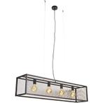 Industriële Hanglamp QAZQA Cage HL 4 Wire Block - Nieuw, Huis en Inrichting, Lampen | Hanglampen, Ophalen of Verzenden, Nieuw