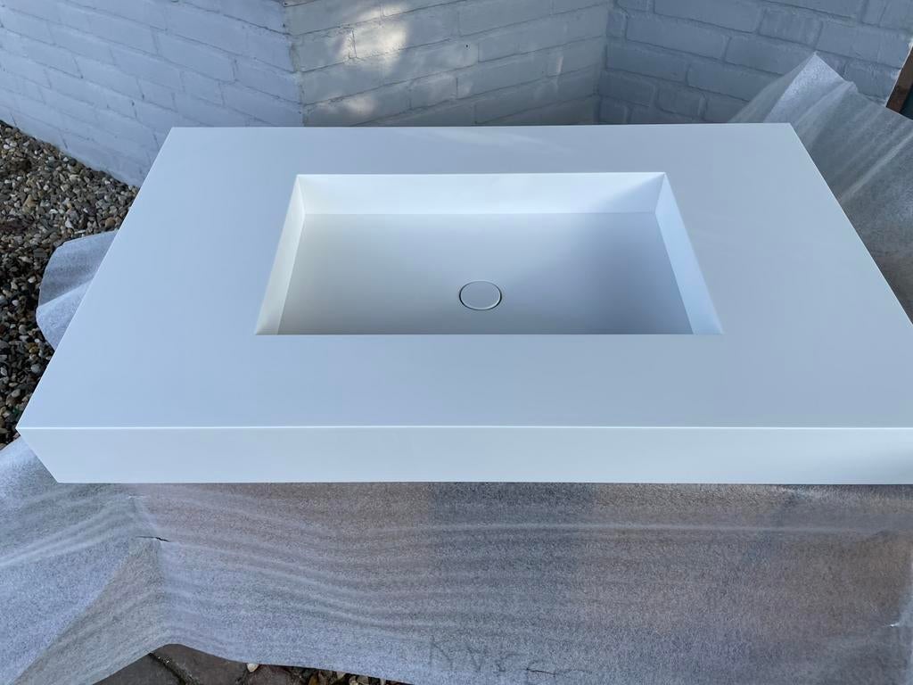 Wastafel himacs solid surface wit nieuw, Huis en Inrichting, Badkamer | Badkamermeubels, Zo goed als nieuw, Minder dan 100 cm