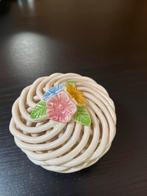 Vintage Sieraden Schaaltje met Deksel, Gebruikt, Porselein of Keramiek, Schaal, Rond