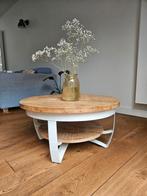 Salontafel mangohout met stevig wit onderstel, Huis en Inrichting, Tafels | Salontafels, Ophalen, 50 tot 100 cm, Rond, 50 tot 100 cm