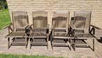 6 tuinstoelen, Ophalen, Gebruikt, Hout, Verstelbaar