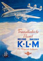 Gave poster op groot formaat KLM Transatlantische Dienst, Ophalen of Verzenden, Nieuw, A1 t/m A3, Rechthoekig Staand