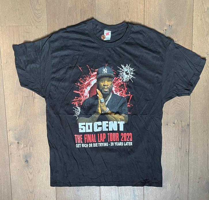 50 Cent T‑shirt – Final Lap Tour 2023 – maat XL A-030, Kleding | Heren, T-shirts, Zo goed als nieuw, Maat 56/58 (XL), Zwart, Verzenden