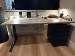 Ahrend bureau Essa - frame zwart staal, blad kleur eiken, Ophalen, In hoogte verstelbaar, Gebruikt, Bureau