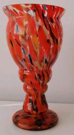 Vintage 1930s Art Deco Spatter Glas Vaas, Antonin Ruck, Antiek en Kunst, Ophalen of Verzenden