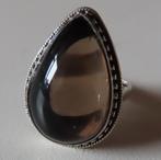 Koopje! Zilveren ring (no 62) rookkwarts peervorm, incl verz, Verzenden, Zo goed als nieuw, 17 tot 18, Met edelsteen